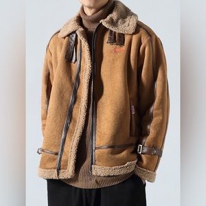 Autumn and winter new Japanese-style lamb wool cotton jacket men's